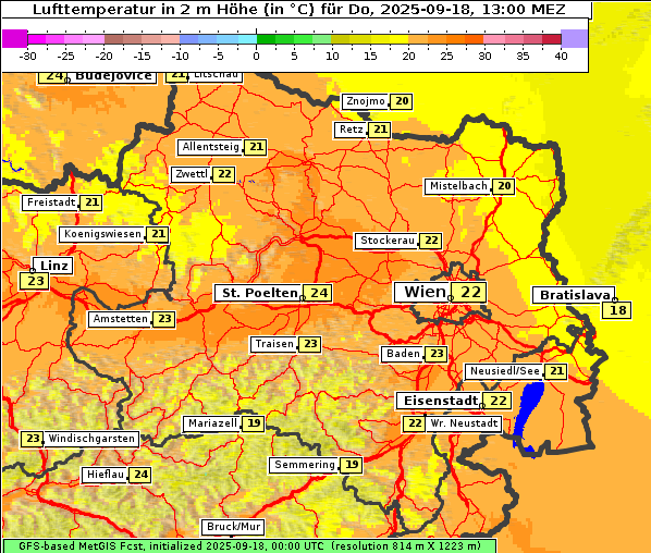 Temperatur, 18. 9. 2025