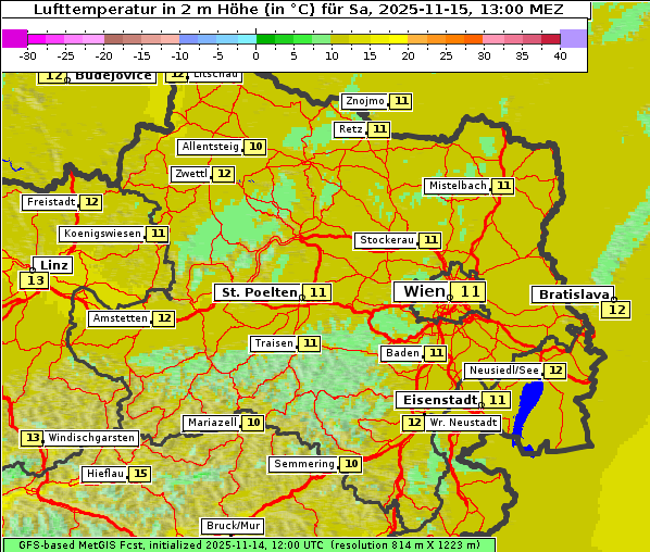 Temperatur, 15. 11. 2025
