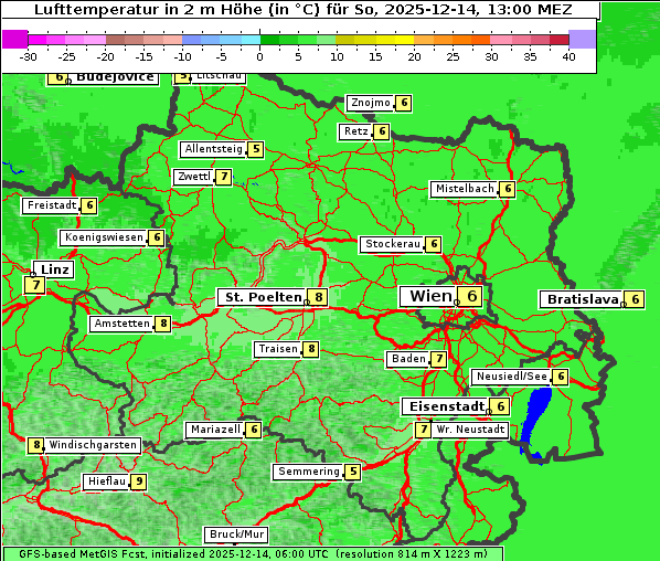 Temperatur, 14. 12. 2025
