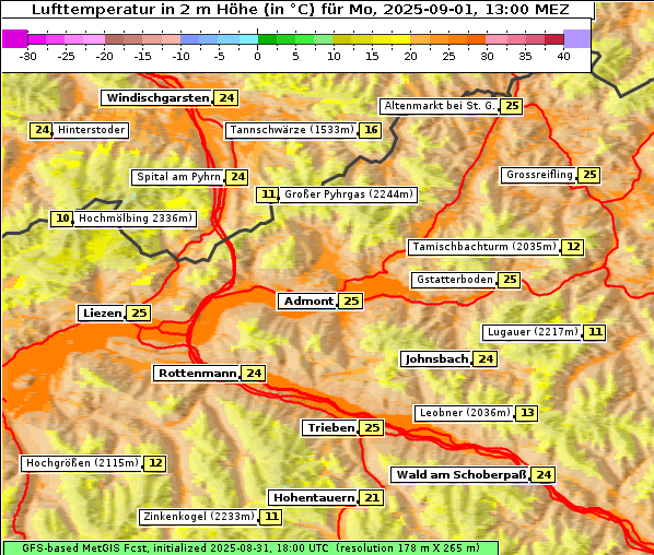 Temperatur, 1. 9. 2025