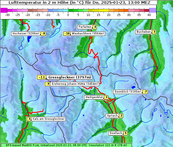 Temperatur, 23. 1. 2025