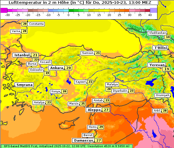 Temperatur, 23. 10. 2025