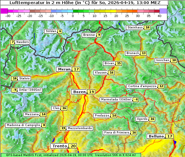 Temperatur, 19. 4. 2026