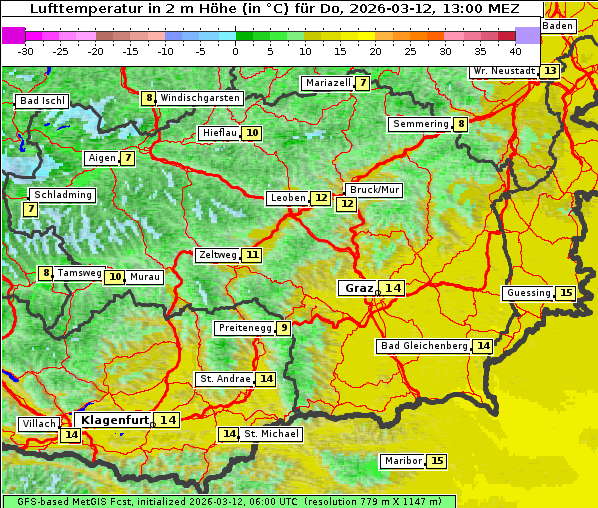 Temperatur, 12. 3. 2026