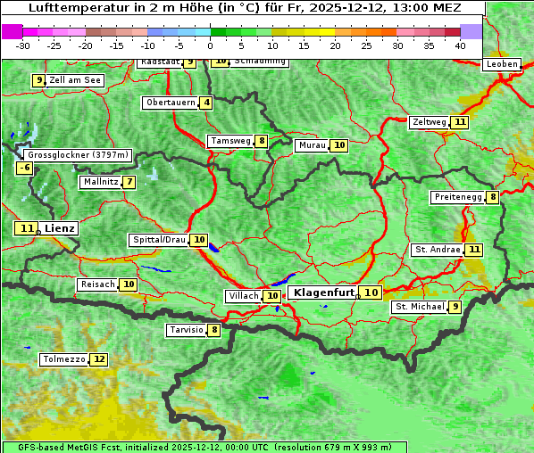 Temperatur, 12. 12. 2025