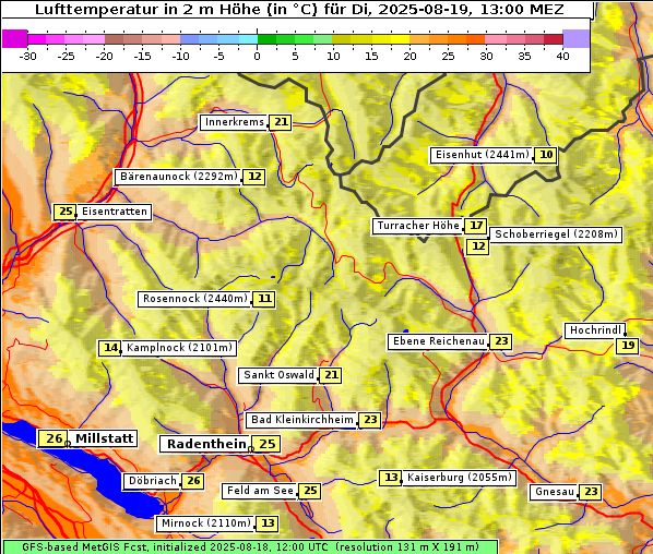 Temperatur, 19. 8. 2025