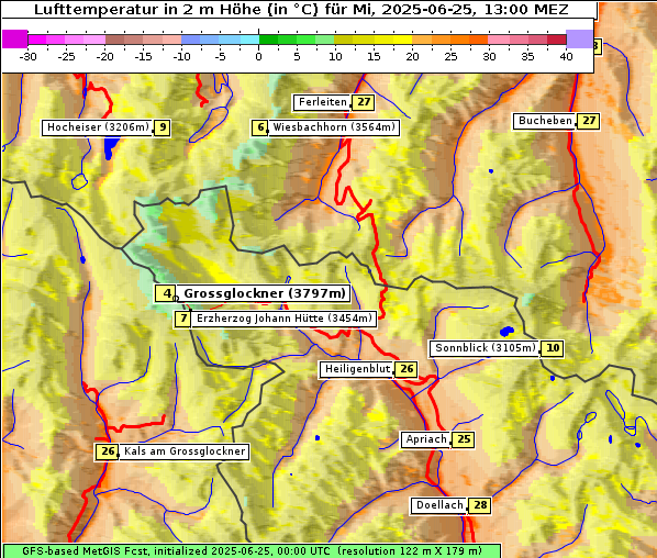 Temperatur, 25. 6. 2025