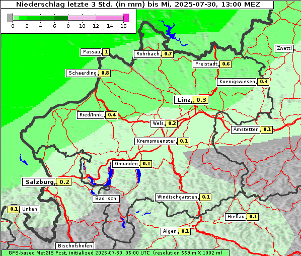 Niederschlag, 30. 7. 2025