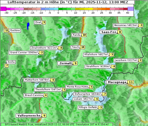 Temperatur, 12. 11. 2025