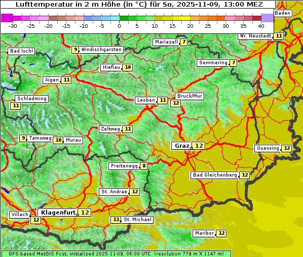 Temperatur, 9. 11. 2025