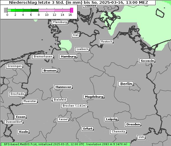 Niederschlag, 16. 3. 2025