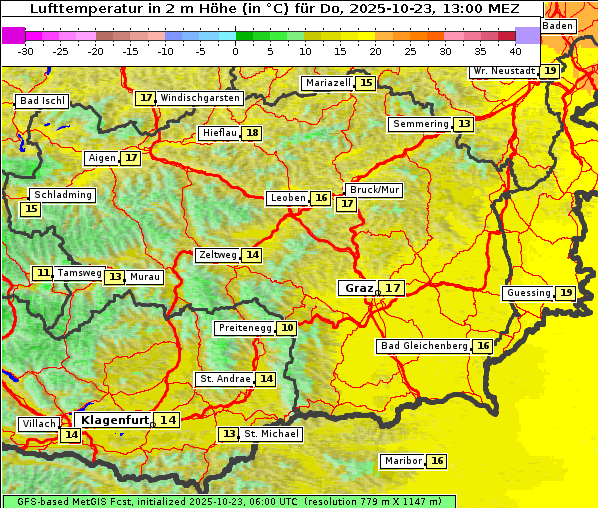 Temperatur, 23. 10. 2025