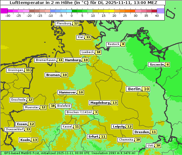 Temperatur, 11. 11. 2025