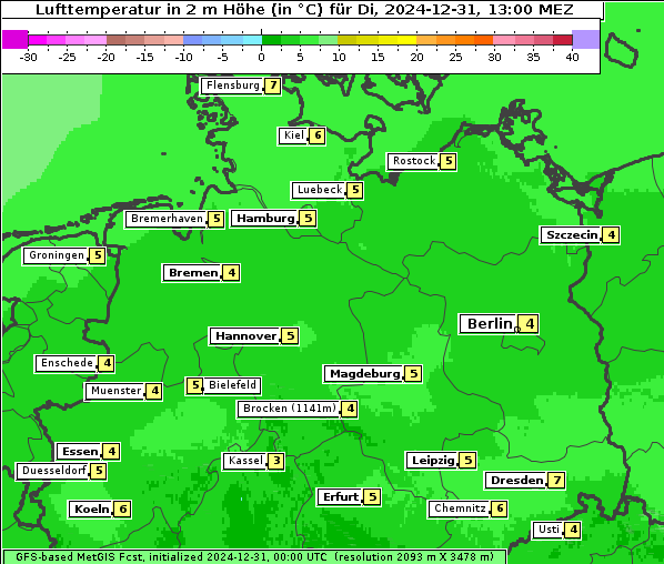 Temperatur, 31. 12. 2024