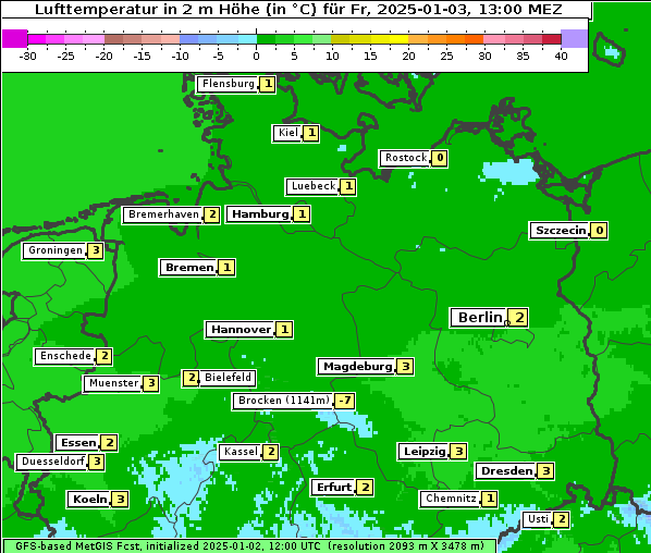 Temperatur, 3. 1. 2025