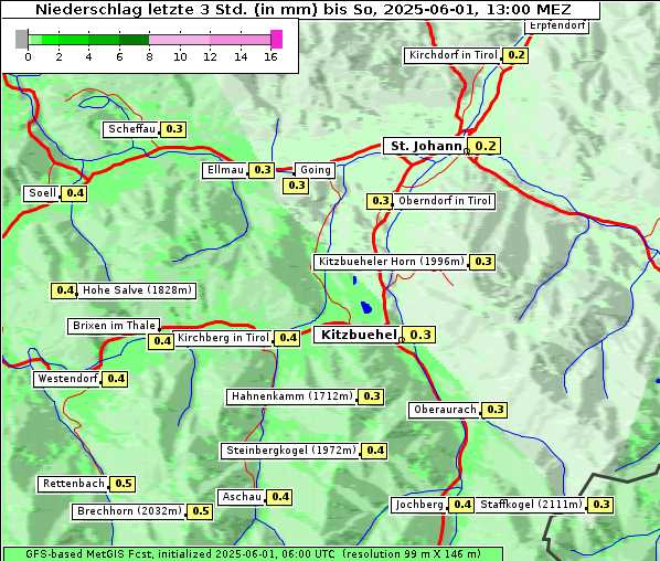 Niederschlag, 1. 6. 2025