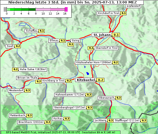 Niederschlag, 13. 7. 2025
