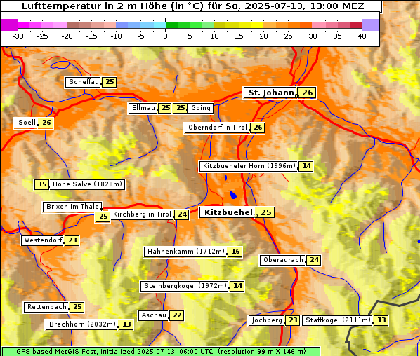 Temperatur, 13. 7. 2025