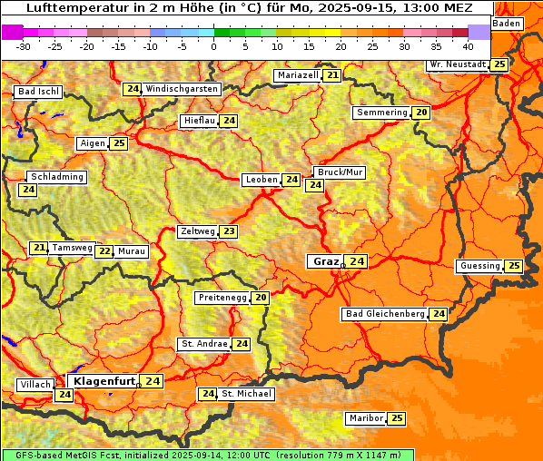 Temperatur, 15. 9. 2025