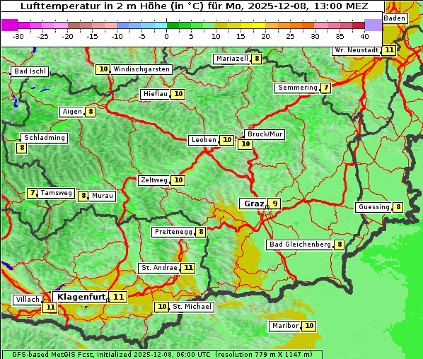 Temperatur, 8. 12. 2025