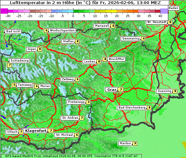 Temperatur, 6. 2. 2026