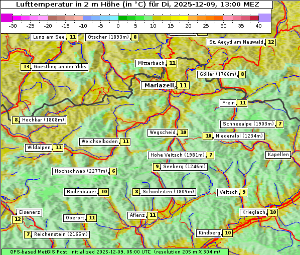 Temperatur, 9. 12. 2025