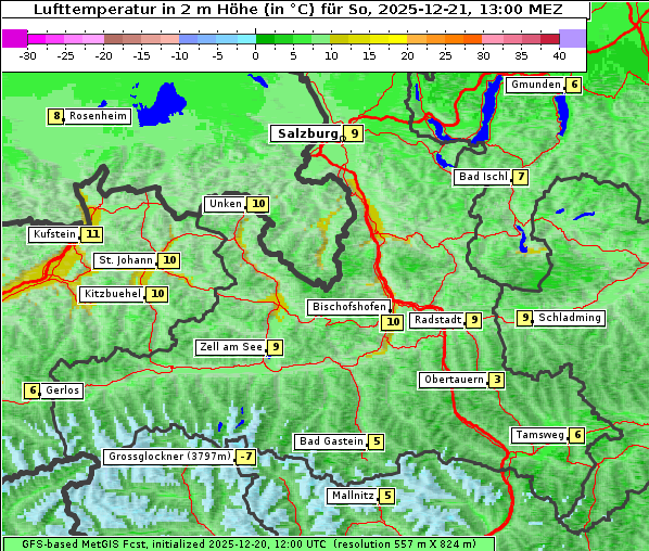 Temperatur, 21. 12. 2025