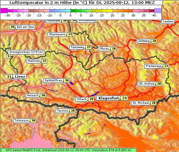 Temperatur, 12. 8. 2025