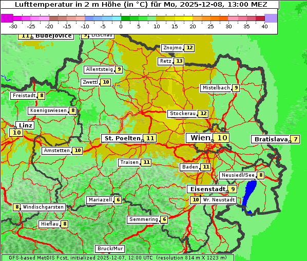Temperatur, 8. 12. 2025
