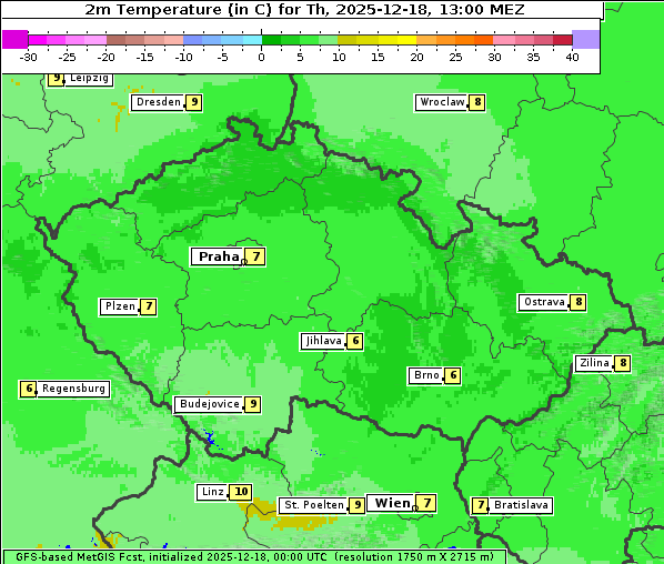 Temperatur, 18. 12. 2025