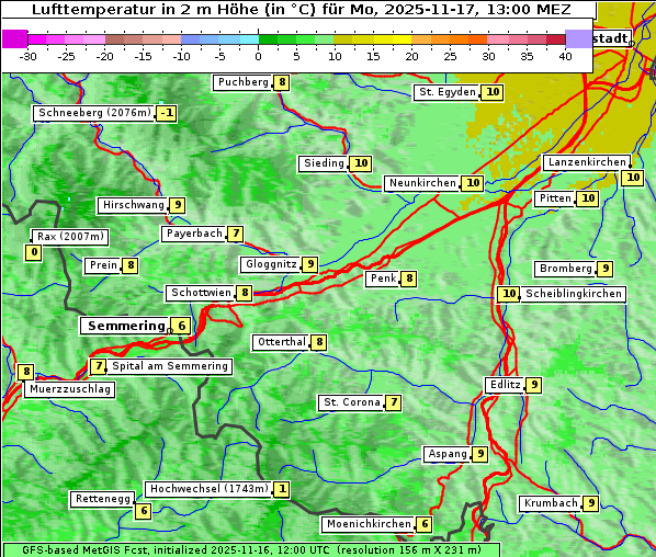 Temperatur, 17. 11. 2025