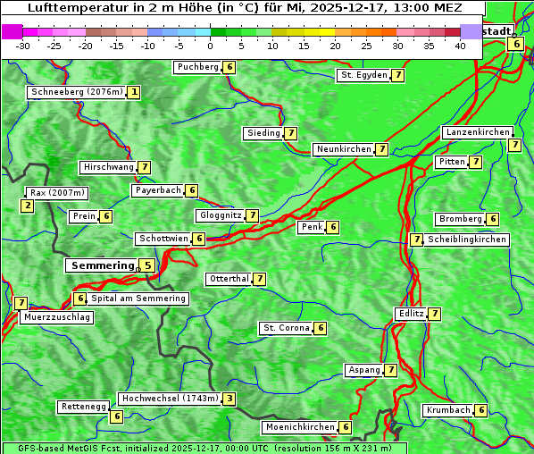 Temperatur, 17. 12. 2025