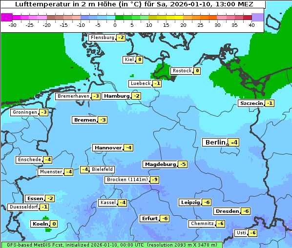Temperatur, 10. 1. 2026