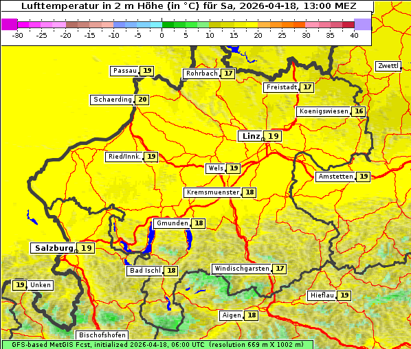 Temperatur, 18. 4. 2026