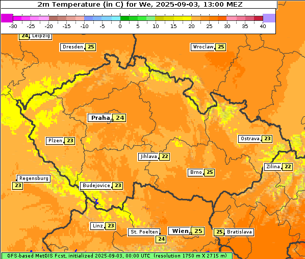 Temperatur, 3. 9. 2025