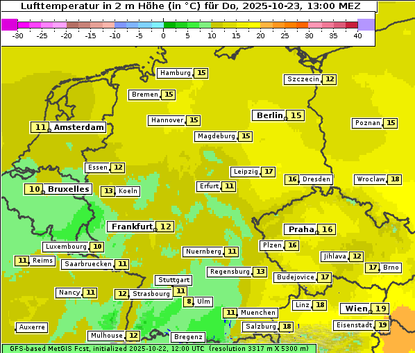 Temperatur, 23. 10. 2025