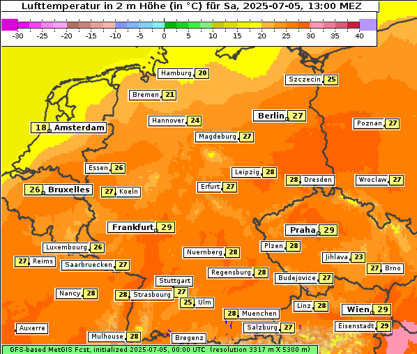 Temperatur, 5. 7. 2025