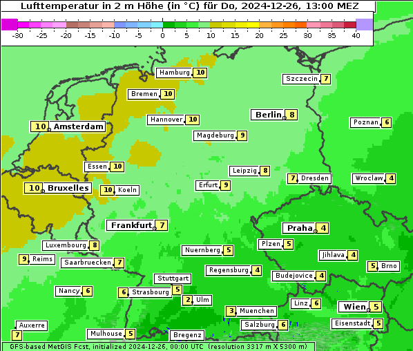 Temperatur, 26. 12. 2024