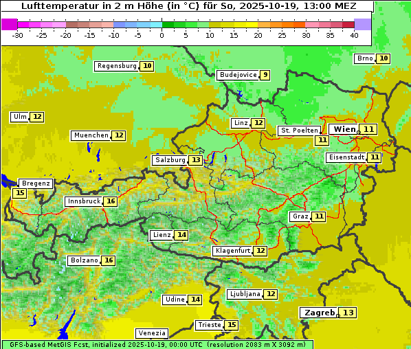 Temperatur, 19. 10. 2025