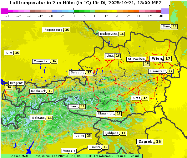 Temperatur, 21. 10. 2025