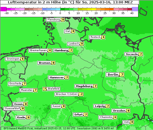 Temperatur, 16. 3. 2025