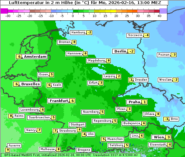 Temperatur, 16. 2. 2026