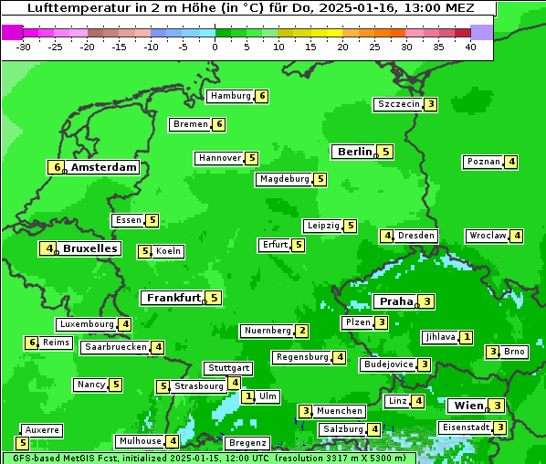 Temperatur, 16. 1. 2025