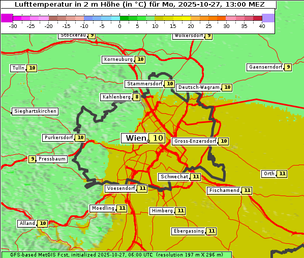 Temperatur, 27. 10. 2025