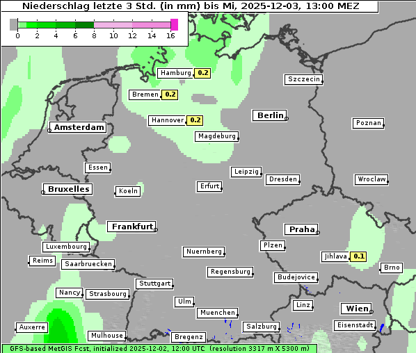 Niederschlag, 3. 12. 2025