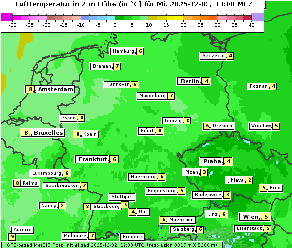 Temperatur, 3. 12. 2025
