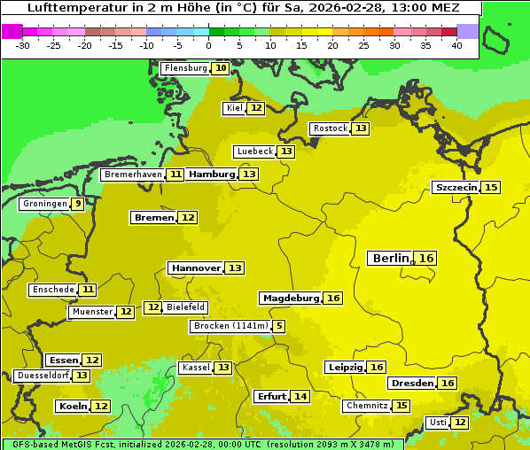 Temperatur, 28. 2. 2026