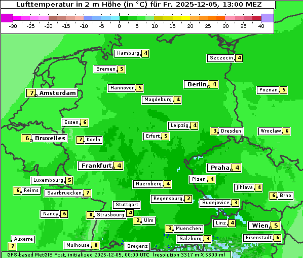 Temperatur, 5. 12. 2025