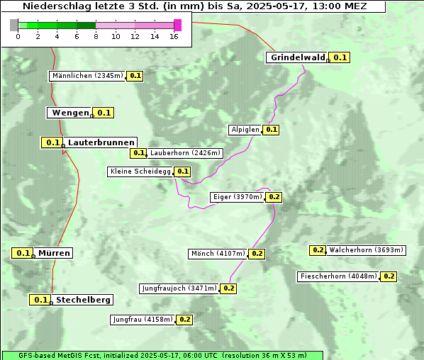Niederschlag, 17. 5. 2025