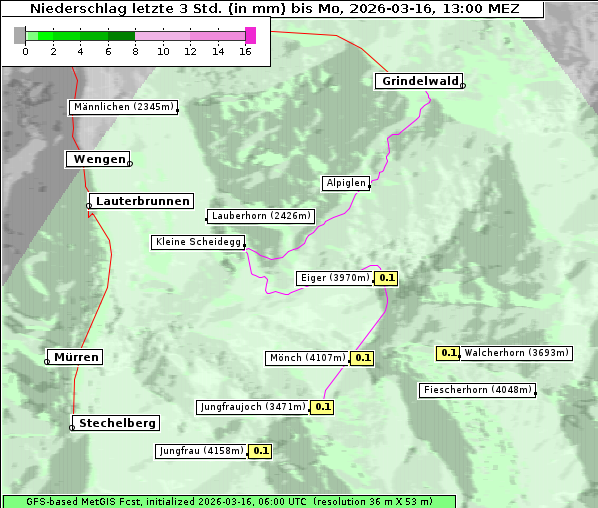 Niederschlag, 16. 3. 2026